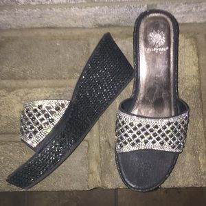 Yellow Box Slip-On Rhinestone Wedges